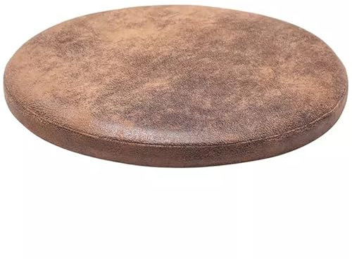 MOODMUSE Rundes Stuhlkissen,Runde Sitzkissen,Leder-Sitzpolster for Runde Stühle,4 cm Dickes Stuhlkissen Aus Memory-Schaum(Golden Brown,35cm)
