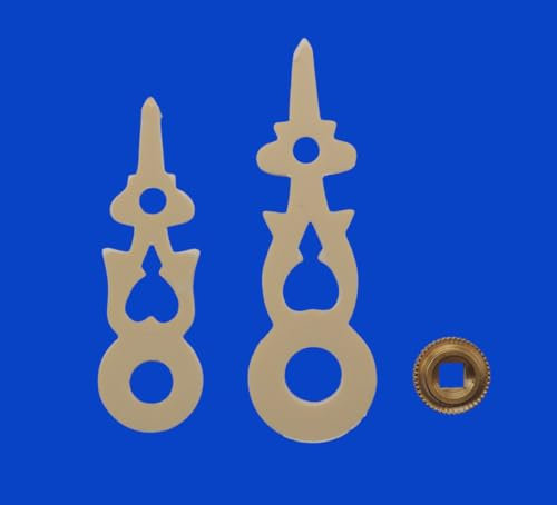 KD89 Zeiger aus Kunststoff, gelb, für Uhren, Kuckucksuhren, verschiedene Größen, mit Messingmutter, handgefertigt (27/33)