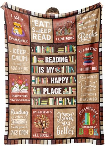 musaecoin Book Lovers Gifts for Women Men- Cozy Reading Blanket | Perfect Literary Gift Ideas, Book Club Gifts for Reading Lover Bookish, Christmas Birthday Graduation Gifts for Bookworms