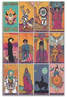 ZCJYMX Dekoratives Gemälde, Wüstenbeleuchtung, Tarotdeck-Poster, Der Narr, der Magier, die Hohepriesterin und mehr, dekorative Wandkunst für Tarot-Enthusiasten, 30 x 45 cm