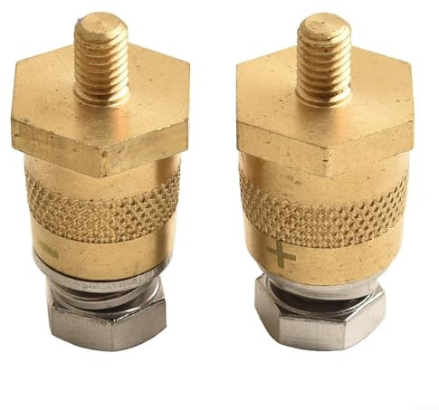 Lecreatekit Brass Battery Terminals Set with Easy Access Design, Includes 2 Adapters (M6)