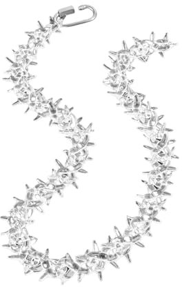 Ksikdeg Rock Punk Acryl-Spikes-Kette mit klarem Schloss-Anhänger, Schmuck, klare Dornen, Halskette, geeignet für Herren, 6.24x5.46in, Acryl