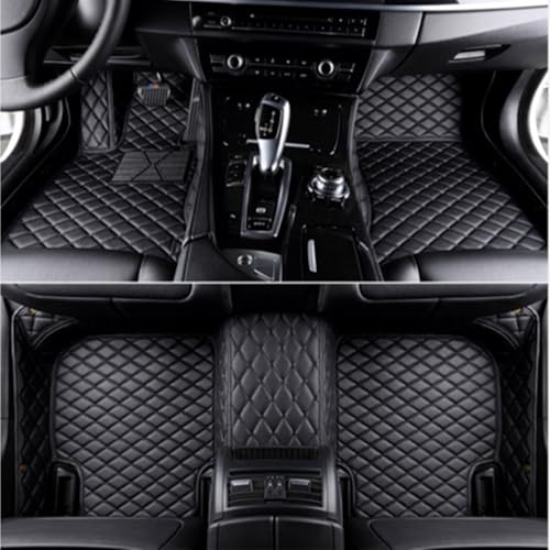 7MYFPL7 Nach Maß Auto FußMatten Kompatibel mit Jaguar E-Pace,F-Pace,F-Type,I-Pace,XE,XF,XJ,XK,PU-Leder Allwetter wasserdichte rutschfeste Auto Fussmatten Set (Schwarz)