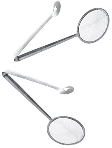 Mikikit 2 piezas Clip Inoxidable para Filtrar Aceite de Colador Multiusos para Cocinar y Freír para Ensaladas y Bbq y Antideslizante