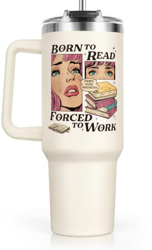Funny Book Lover Gifts for Women Water Bottle with Handle & Straw Lid 1.18L | Reading Gift for Her, Bookish Gifts for Librarian, Nerd, Bookworm Travel Mug, Christmas Birthday Gifts Book Themed Tumbler
