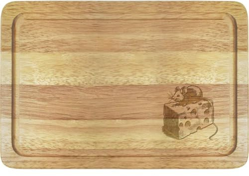 Azeeda 'Cute Mouse On Cheese' Chopping Board - 30cm (WB00093339) | Wooden Cutting / Food Prep Board for Kitchens and Serving