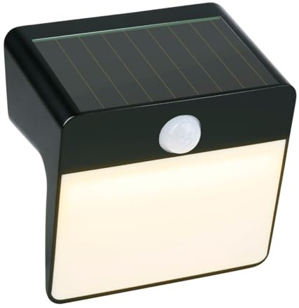 Grundig Solarleuchte für Außen - Solarwandleuchte mit Bewegungsmelder - Warmweißes LED Licht für Draußen - IP44 Spritzwasserschutz - 6-8 Stunden Ladezeit - Schwarz