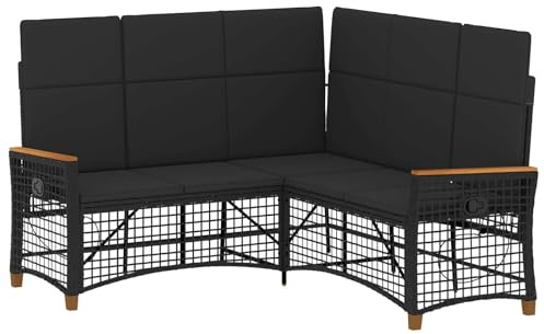 vidaXL Garten Liegesofa Set Schwarz 164 x 164 x 112 cm Poly-Rattan, Modernes Garten- und Terrassen-Sofa-Set, rechteckiges Outdoor-Loungesofa, langlebiges, wetterbeständiges Liegesofa, Gartenmöbel