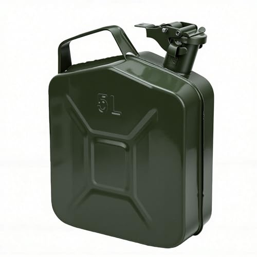 Generic Bidon de Carburant en Métal de Grande capacité de 5 L avec Bec Verseur pour le Stockage D'huile Moteur de Camion de Voiture, Idéal pour L'entretien Automobile et une Utilisation en Extérieur