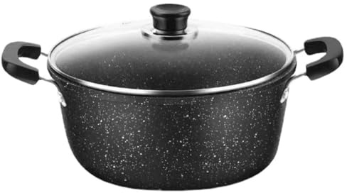 SHINEOFI Olla de Hierro Negra Antiadherente Tapa, Sartén Profunda Resistente para Cocinar Alimentos, Adecuado para Cocina de Inducción y Sopa