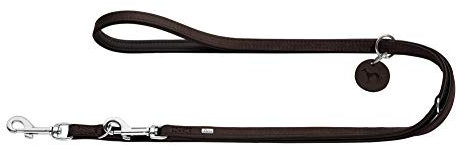HUNTER Comfort Verstellbare Hundeführleine, Leder, schlicht, strapazierfähig, geschmeidig, 1.5 x 200 cm, Dunkelbraun