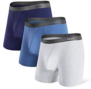 Separatec Boxer Homme Caleçon Boxer en Fibre de Bambou avec Poches Séparées sous-vêtements Caleçon Classique à La Mode, Lot de 3