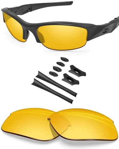 BLAZERBUCK Verres de rechange et kit de chaussettes pour lunettes de soleil Oakley Flak Jacket OO9008, Jaune haute intensité, 0