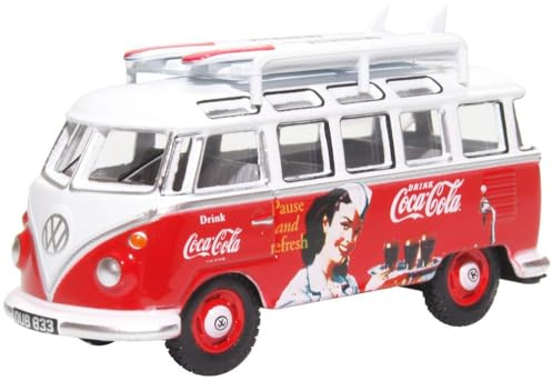 Oxford Diecast 76VWS008CC VW T1 Bus and Surfboards Coca Cola