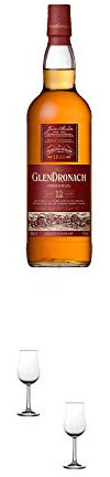 Glendronach 12 Jahre Speyside Original Single Malt Whisky 0,7 Liter + Nosing Gläser Kelchglas Bugatti mit Eichstrich 2cl und 4cl - 2 Stück