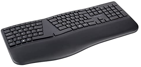 Kensington Pro Fit Ergo Wireless Keyboard, QWERTY keyboard layout, Dual 2.4 GHz and Bluetooth 4.2 technology, Compatible with Chrome OS, macOS and Windows, K75401UK,Black