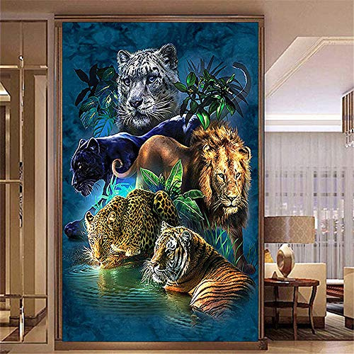 Nicole Knupfer 5D DIY Diamant Painting Set,Tiger,Löwe,Leopard Full Bohrer Handgemacht Diamond Malerei Wohnzimmer Schlafzimmer Wanddekoration (70x120cm)
