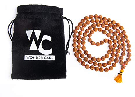 Wonder Care Authentic Rudraksh Mala-5 Face 108 + 1 Bead - Real Himalayan Rudraksha Seed Religious Ornament Rosenkranz Japa Mala Halskette - Importiert aus Nepal [10mm]