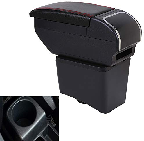 Pour Polo 2010-2017 Accoudoir Boîte Couche double Consoles centrale de stockage avec porte gobelets noir