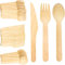 Nerissa 300 Pcs Wooden Cutlery Set Disposable Bamboo Eco Friendly 100 Percent All-Natural Birchwood Biodegradable for Picnic Party Celebrations - Forks, Knives, Spoons