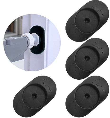 VEGCOO 4 Packs Stair Gate Wall Protector, Safety Stair Gates Extension Wall Saver Wall Guard Protector Pads for Pressure Mounted Gate, Door, Babies & Pets Safety (Black)