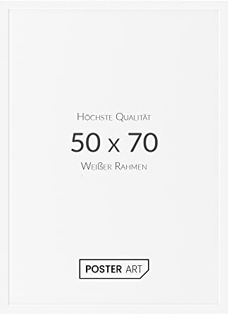 POSTER ART Cadre 50x70 cm - Blanc en bois - California en verre acrylique pour décoration murale affiche, puzzle, photo, diplôme ou toile