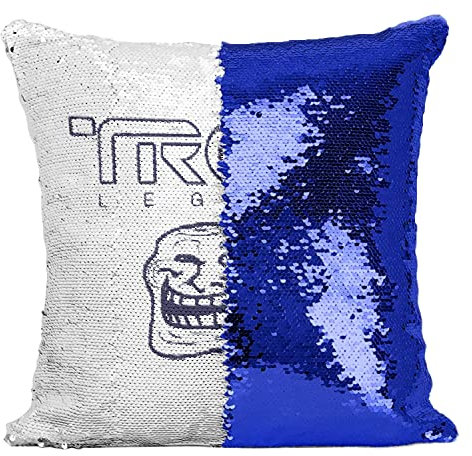 Fabulous Kissen mit Paillettenbezug Blau Troll Legacy Parodie Film Science Fiction Meme