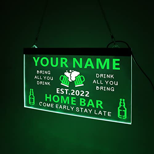 soulglass Personalisierte Ihren Namen Benutzerdefinierte Startleiste Leuchtreklamen, Leuchtreklame Mit Personalisiertem Namen, Man Cave Schild, Bar LED Schild, Leuchtreklame Wand Dekor