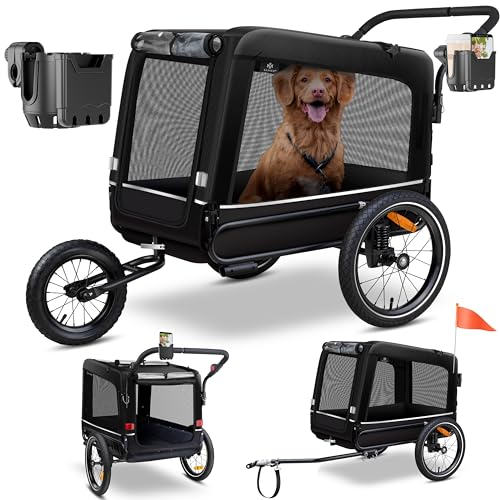 KESSER® Hundeanhänger Boxer 3-in-1 Hundebuggy & Jogger Fahrradanhänger groß ca. 240 Liter Volumen, gefedert, Material: 600D Oxford Canvas, SmartSpace Concept, maximale Belastbarkeit: 40 kg