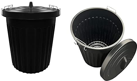 STAR SUPPLIES 100L Large Capacity Black Storage Bin Strong Waterproof Dustbin With Strong Metal Clip Lid (1)