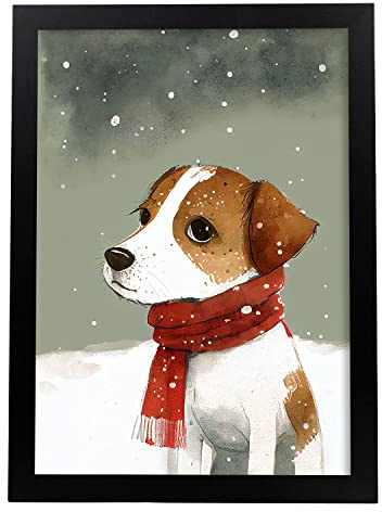 Nacnic Hund Poster im Aquarellstil. Illustrationen von niedlichen Tierbabys in Rot für Kinderzimmer. Innenarchitektur und Dekoration. A3.