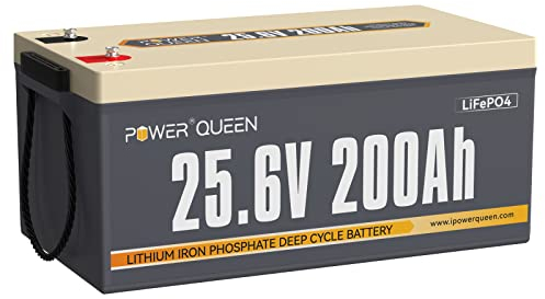 Power Queen 24V 200Ah LiFePO4 Batterie, 200A BMS, Tiefzyklus Lithium Batterie mit 5120Wh Max. Energie & 5120W Max. Leistung, Stromspeiccher Perfekt für Inselanlage, Notstromversorgung, Wohnmobil