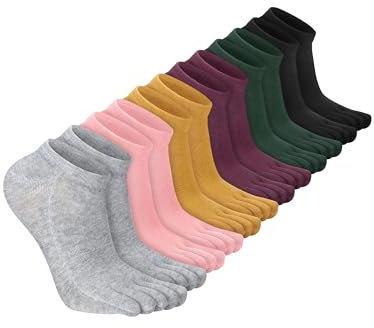Bencailor 6 Paar Fünf Zehensocken Baumwollsocken für Damen Herren (Warme Farbe, M)