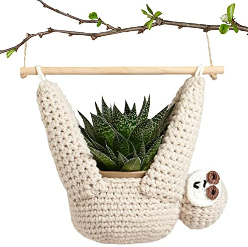 Faultier Blumentopf – Kleiderbügel für Makramee, Zubehör für Zuhause, faule Geschenke für Liebhaber von Sukkulenten, Wandkasten mit Haken