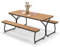 COSTWAY Ensemble Table et Bancs de Pique-Nique avec Cadre Métal, Ensemble de Jardin Imperméable pour 8 Personnes Banc Charge 500KG, pour Jardin Piscine, 183 x 150 x 76 cm (Marron)