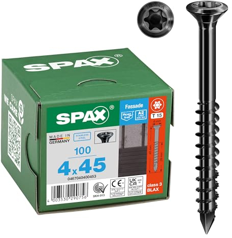 SPAX 0467040400453 LIKO 4.0X 45 TG TX 15 A2 Blax, schwarz