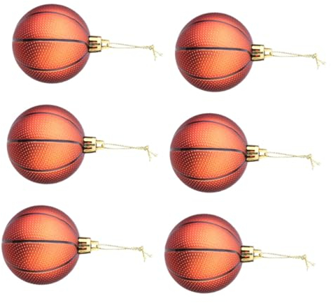 FONDOTIN 6st 6 cm Feiertagsparty-sportfans-enthusiasten-weihnachtsball-dekorationsanhänger-basketballball Weihnachtsbirnenverzierungen Bruchsichere Baseball-Ornamente Miniatur Vase Mutter