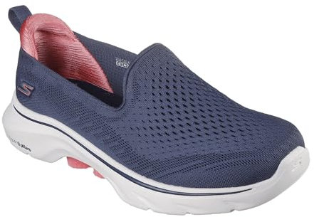 Skechers Go Walk 7 Vina, Zapatillas Mujer, Navy Textile/Coral Trim, 37 EU