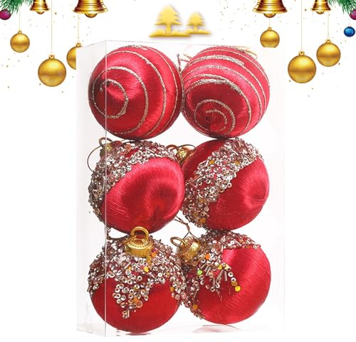 Christbaumschmuck Kugel - Weihnachtsschmuck Set Samtkugel | Set Samt Christbaumkugeln mit Metallschnur für Home Party Phasz