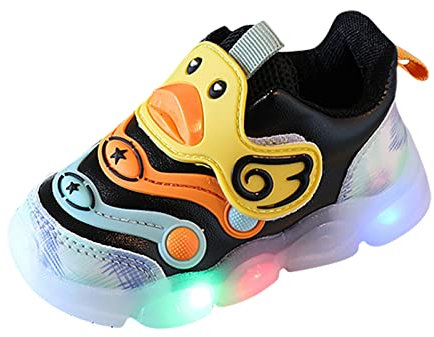 TDEOK Zapatillas de cadera para niñas Con Luces transpirables Princesa Ligera iluminación Casual niños Hasta Zapatos de Noche luz 28 (Black-A, 23 Toddler)