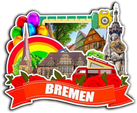 Bremen Deutschland Magnet Kühlschrankmagnet Holz 3D Sehenswürdigkeiten Reise Sammlerstück Souvenirs Dekoration handgefertigt -4082
