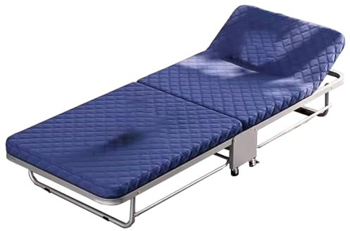 ErdBar Klappbett Tragbares Klappbett mit Schwammmatratze und Eisenrahmen, mit 360°-Universalradbremse für das Wohnzimmer im Schlafsaal(Blue,74 * 11 * 43.3in)