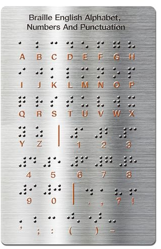 Braille - Lavagna dell'alfabeto con puntini, numeri e punteggiatura in rilievo, per principianti, regali educativi, aiuto didattico per bambini non vedenti e adulti (18 x 12 cm)