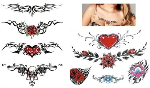 2 Blätter Temporary Rose Steissbein Arschgeweih Underboob Tattoo TH585 586