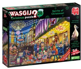 Wasgij Christmas 20, Spirits of Christmas - 2 x 1000 Piece Puzzles - Festive Fun Set of 2 Adults Jigsaw Puzzles - 100% Recycled Cardboard - 2 in 1, 1000pc Puzzle Set with Box Image Puzzle - Jumbo