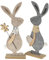 MACOSA HN68189_x2 Deko-Hasen 2er Set Filz Holz Beige Grau 40 cm Hasenpaar Osterhase Blumen Osterdeko Filzhase Oster-Dekoration Tischdeko Hasenset Deko-Figur Ostern