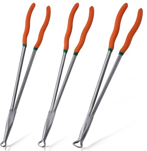 SPEEDWOX 3Pcs 16 Long Reach Hose Ring Pliers Set - Small (7mm), Middle (13mm), Large (18mm) Rings - Carbon Steel - Orange Ergonomic Plastic-Dipped Handle - Automotive Maintenance & DIY Projects