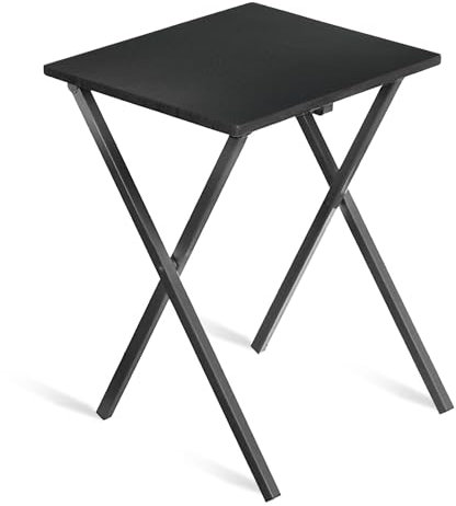 TIENDA EURASIA – Mesa Auxiliar Plegable | 34 x 40 x 50cm | Mesa Terraza Plegable | Madera y Metal Mesa+Plegable (Negro)