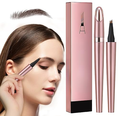 Wasserdichter 3D Augenbrauenstift mit 4 Gabelspitzen, 2024 Neuest Augenbrauen Stift, Lang anhaltend Wischfest mit Starker Haftkraft Eyebrow Pencil für 3D Natürliche Augen-Make-up (A-Dunkelbraun)