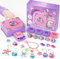 Yanobia DIY Magic Jewellery Maker, Magic Book Sticker Machine DIY Jewel Rings Kits for Little Girls, Creative Crafting Rings Bracelet Pendent Keychain Girls' Birthday Gifts (140Pcs)